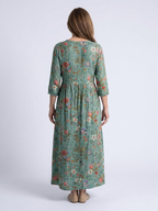 Marina | Florales V-Ausschnitt Maxikleid mit drei Viertelärmeln