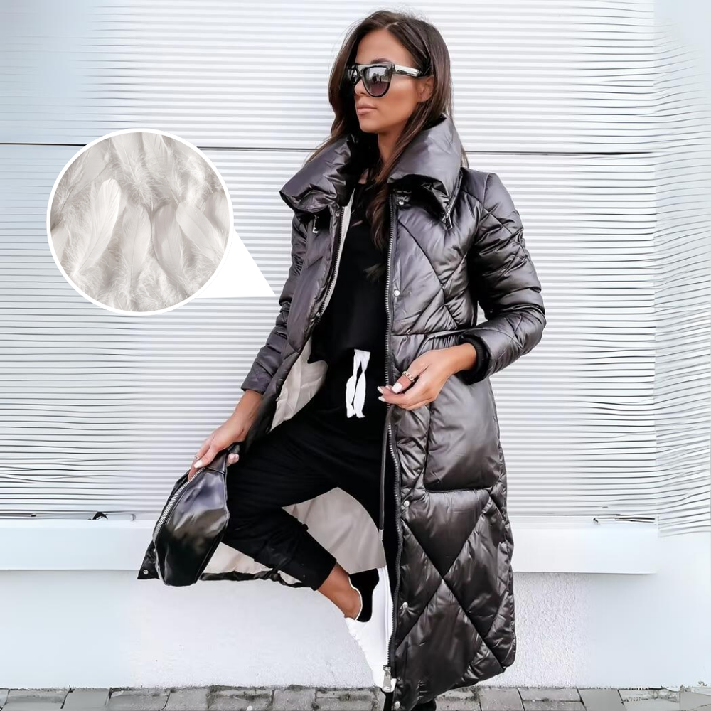 Noelia | Lange, elegante Steppjacke im Bomber-Stil