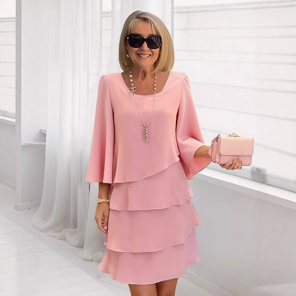 Margaux – Elegantes Midi-Kleid mit Rüschen