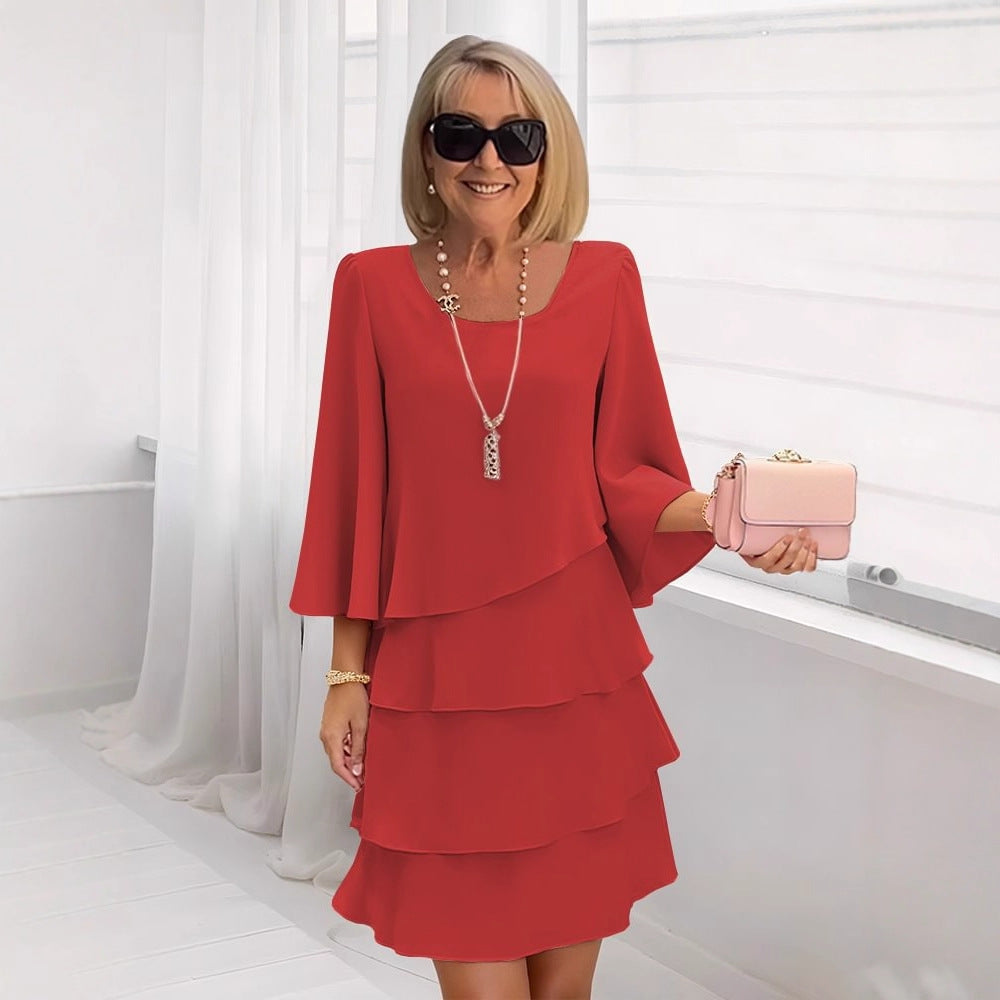 Margaux – Elegantes Midi-Kleid mit Rüschen