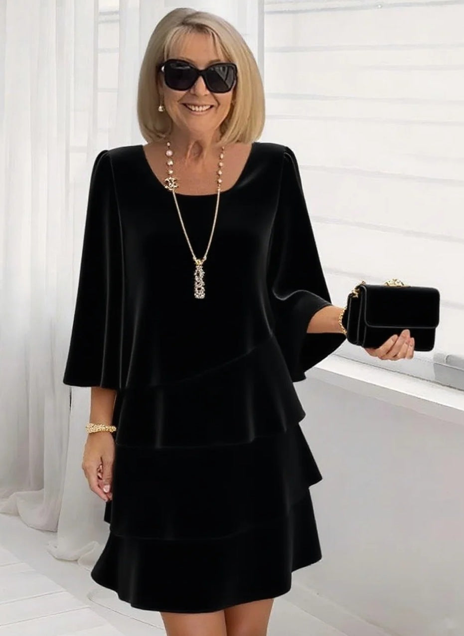 Margaux – Elegantes Midi-Kleid mit Rüschen