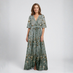Élodie – Lange Blumenkleid mit V-Ausschnitt