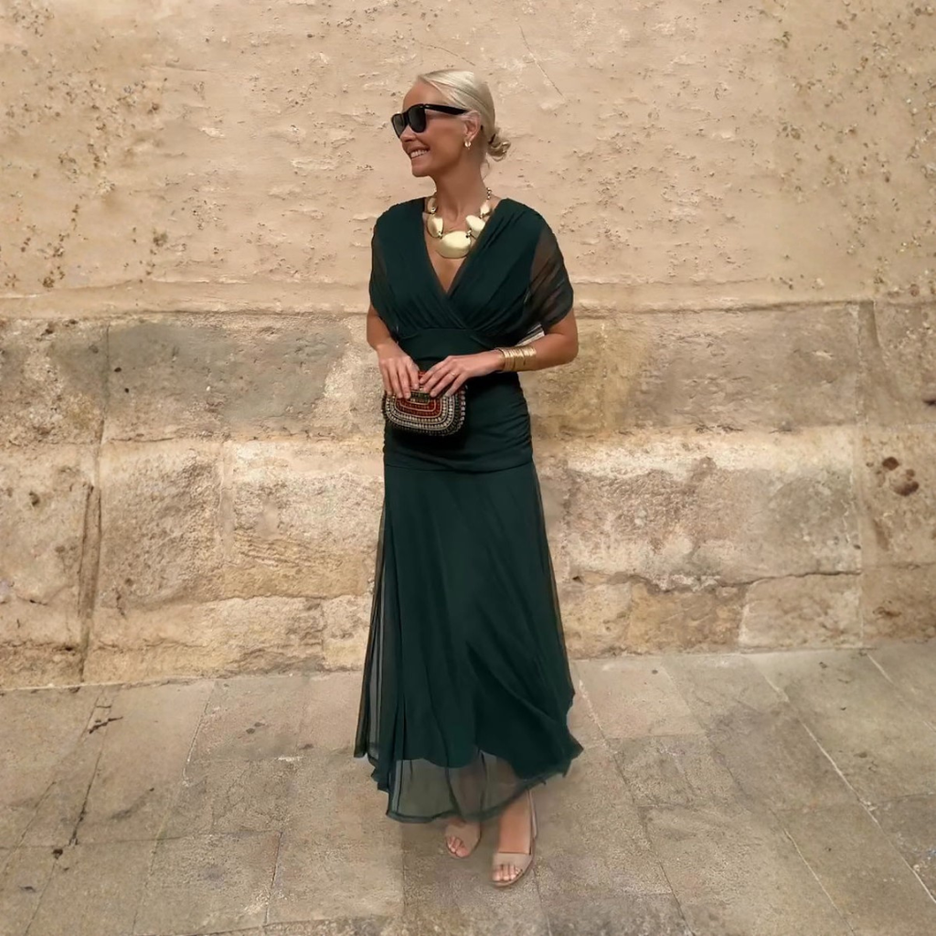 Louise | Elegantes Maxikleid für Feste mit V-Ausschnitt