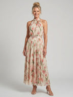 Aurelle | Halter Neck Floral Midi Kleid