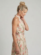 Aurelle | Halter Neck Floral Midi Kleid