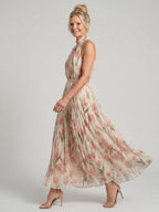 Aurelle | Halter Neck Floral Midi Kleid