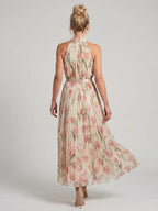 Aurelle | Halter Neck Floral Midi Kleid