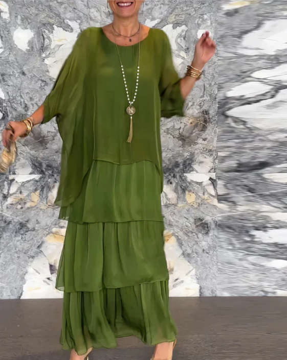 Sophie | Langes fließendes Kleid mit Rüschen