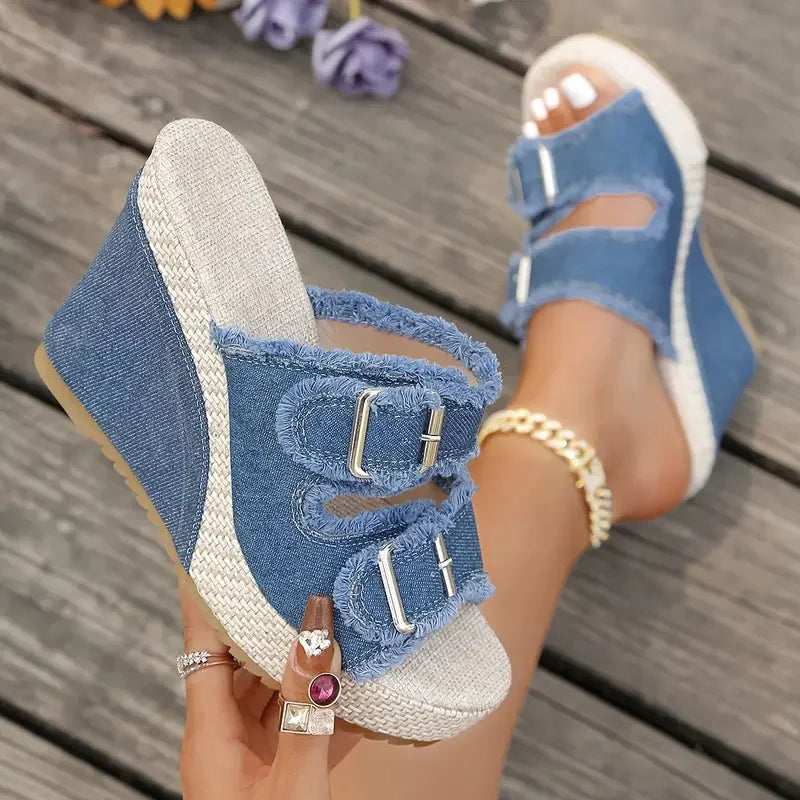 Atelier | Fray Edge Wedge Sandalen