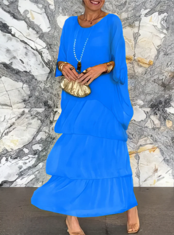 Sophie | Langes fließendes Kleid mit Rüschen