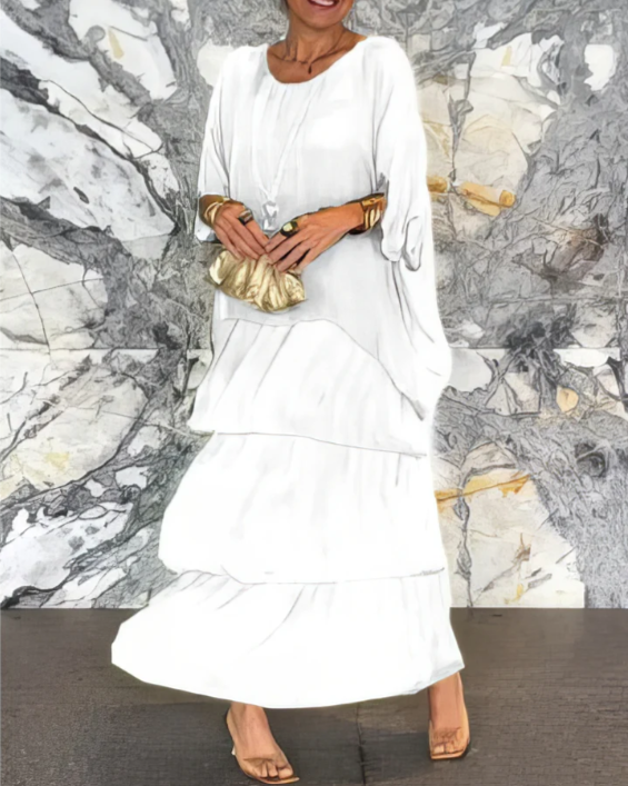 Sophie | Langes fließendes Kleid mit Rüschen