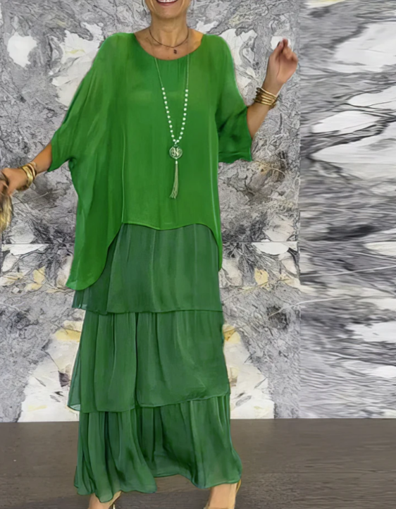 Sophie | Langes fließendes Kleid mit Rüschen