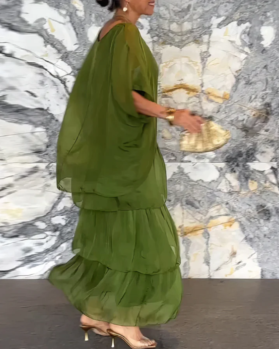 Sophie | Langes fließendes Kleid mit Rüschen