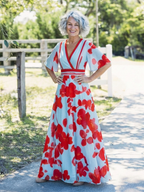 Corinne | V-Ausschnitt Kurzarm Blumenkleid