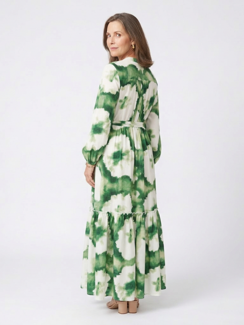 Sabine | Maxikleid mit langen Ärmeln und Taillenknoten
