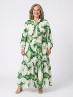 Sabine | Maxikleid mit langen Ärmeln und Taillenknoten