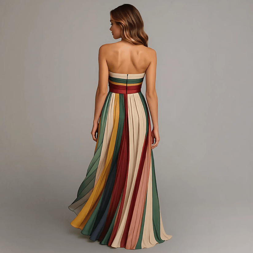 Hildegard | Langes Buntes Kleid ohne Ärmel