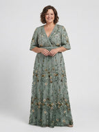 Élodie – Lange Blumenkleid mit V-Ausschnitt
