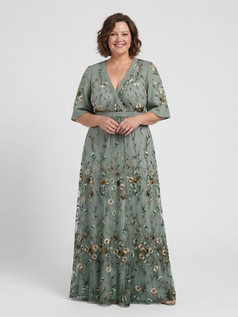 Élodie – Lange Blumenkleid mit V-Ausschnitt