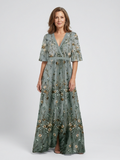 Élodie – Lange Blumenkleid mit V-Ausschnitt