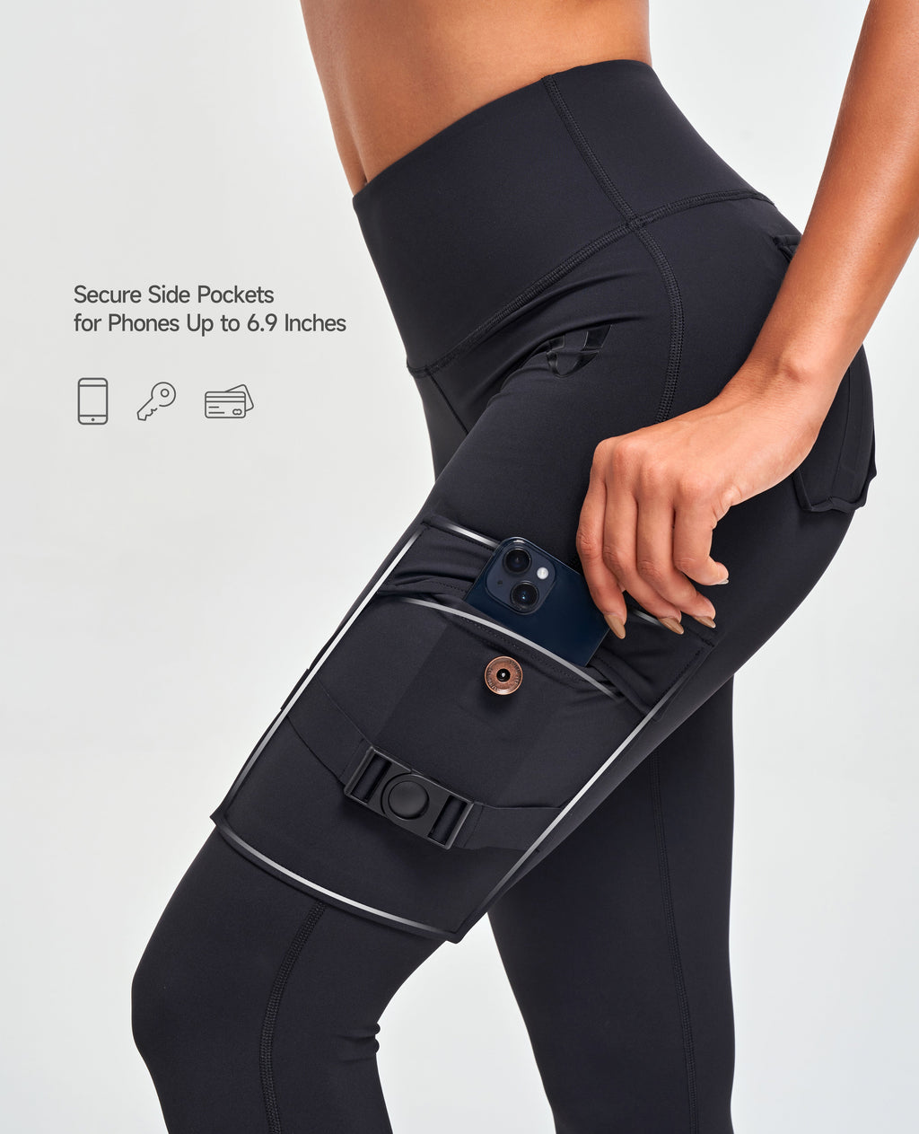 Cargo-Fitness-Leggings – Schwarz