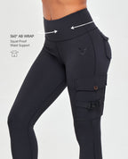 Cargo-Fitness-Leggings – Schwarz