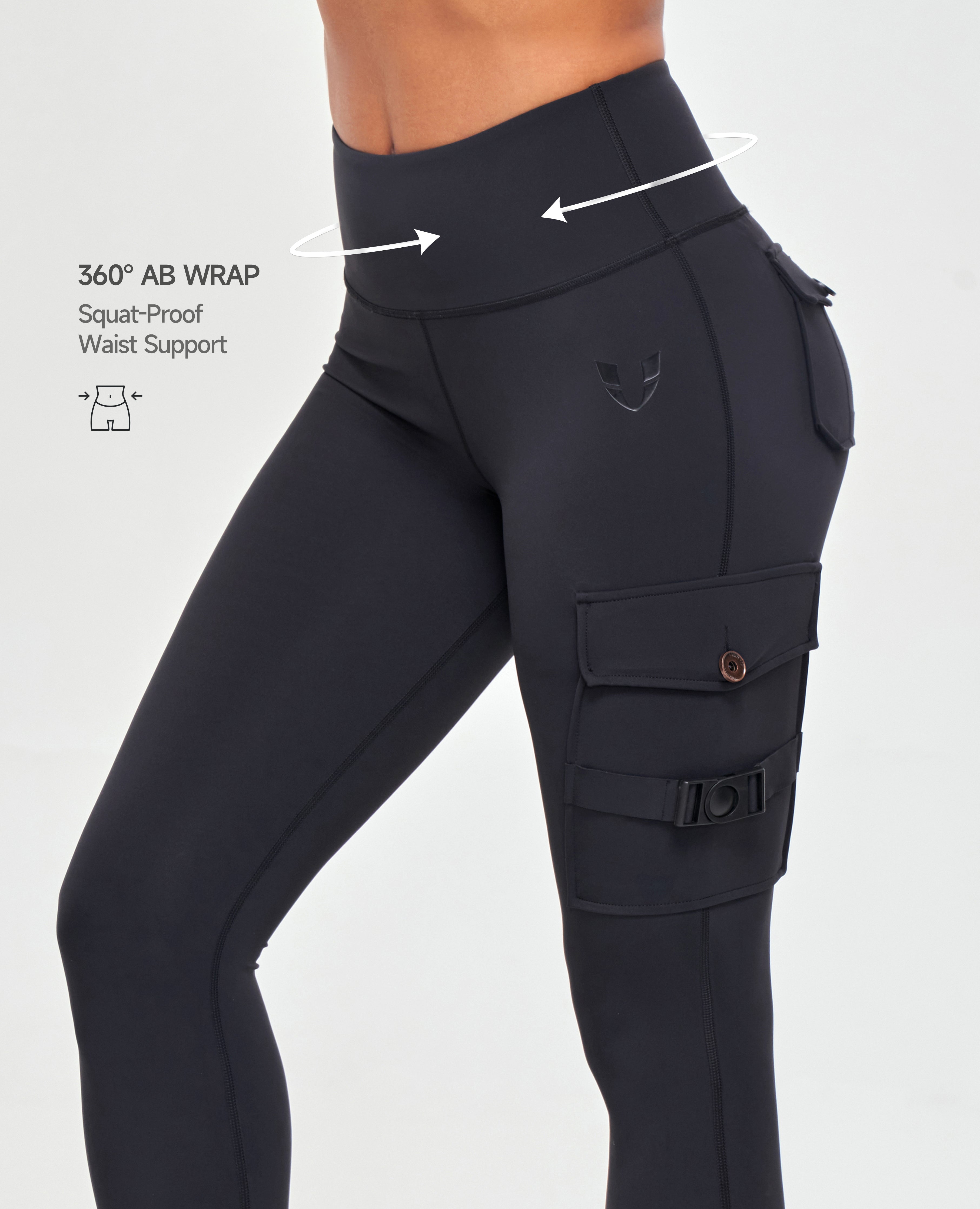 Cargo-Fitness-Leggings – Schwarz