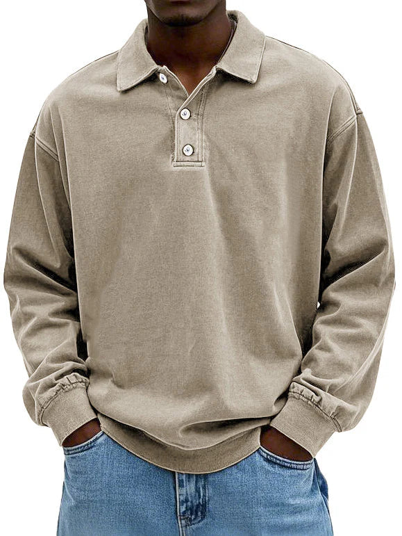 Fitstyl Lässiges langärmeliges Herren-Polo