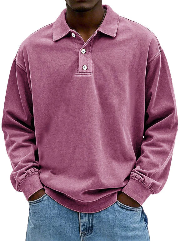 Fitstyl Lässiges langärmeliges Herren-Polo