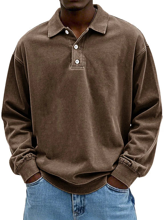 Fitstyl Lässiges langärmeliges Herren-Polo