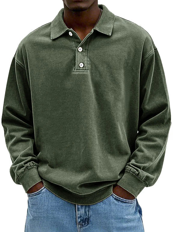 Fitstyl Lässiges langärmeliges Herren-Polo