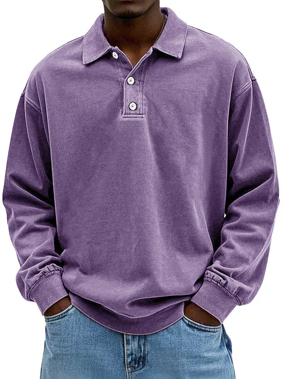 Fitstyl Lässiges langärmeliges Herren-Polo