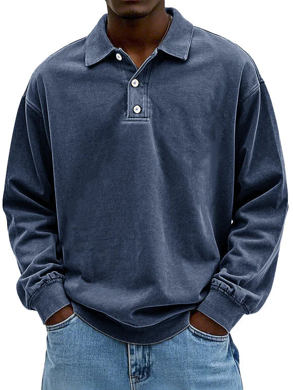 Fitstyl Lässiges langärmeliges Herren-Polo