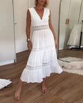 Sigrid | Elegantes Sommer-Maxikleid mit Spitzen-Details