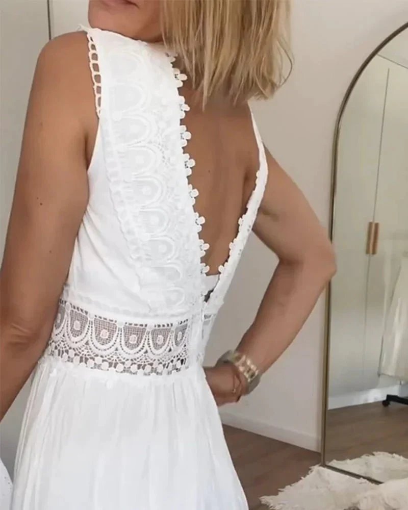Sigrid | Elegantes Sommer-Maxikleid mit Spitzen-Details