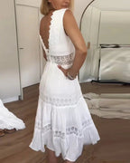 Sigrid | Elegantes Sommer-Maxikleid mit Spitzen-Details