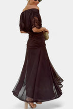Lilo| Maxikleid mit V-Ausschnitt, Blumenstickerei und Falten