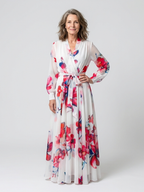 Lillian | Floral Langärmliges Wickel-Maxikleid
