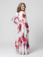 Lillian | Floral Langärmliges Wickel-Maxikleid