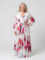 Lillian | Floral Langärmliges Wickel-Maxikleid