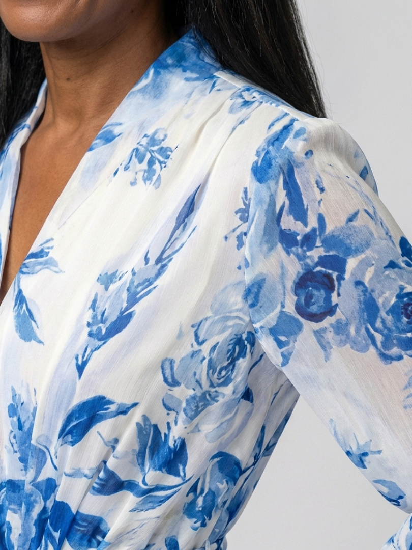 Lillian | Floral Langärmliges Wickel-Maxikleid