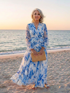 Lillian | Floral Langärmliges Wickel-Maxikleid