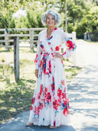 Lillian | Floral Langärmliges Wickel-Maxikleid