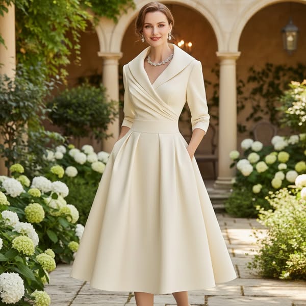 Rosalie | Elegantes Midikleid mit subtilem Glanz