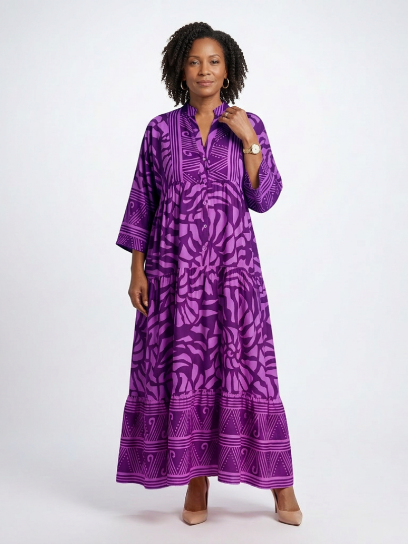 Marielle | Knopf-Front Midi-Kleid
