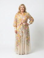 Cressida | Florales, transparentes Maxikleid mit langen Ärmeln
