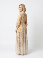 Cressida | Florales, transparentes Maxikleid mit langen Ärmeln