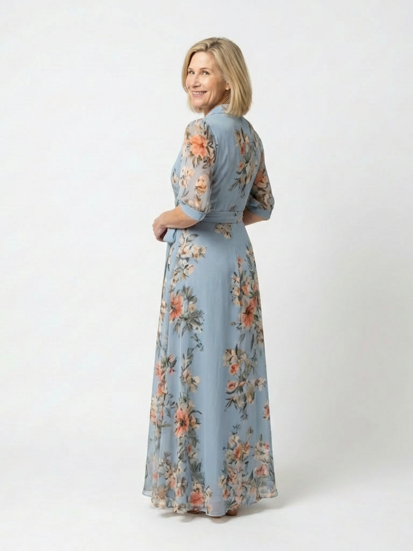 Elowen | Florales Wickel-V-Ausschnitt Maxikleid