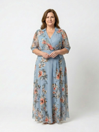 Elowen | Florales Wickel-V-Ausschnitt Maxikleid