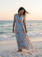 Elowen | Florales Wickel-V-Ausschnitt Maxikleid